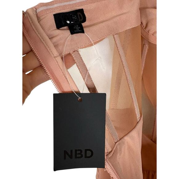 NBD Aaron Mesh Corset Gown Strapless Party Formal Statement Gala Prom Blush XS - Picture 10 of 12